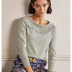 Boden Light Gray Tie Back Women's Sweater